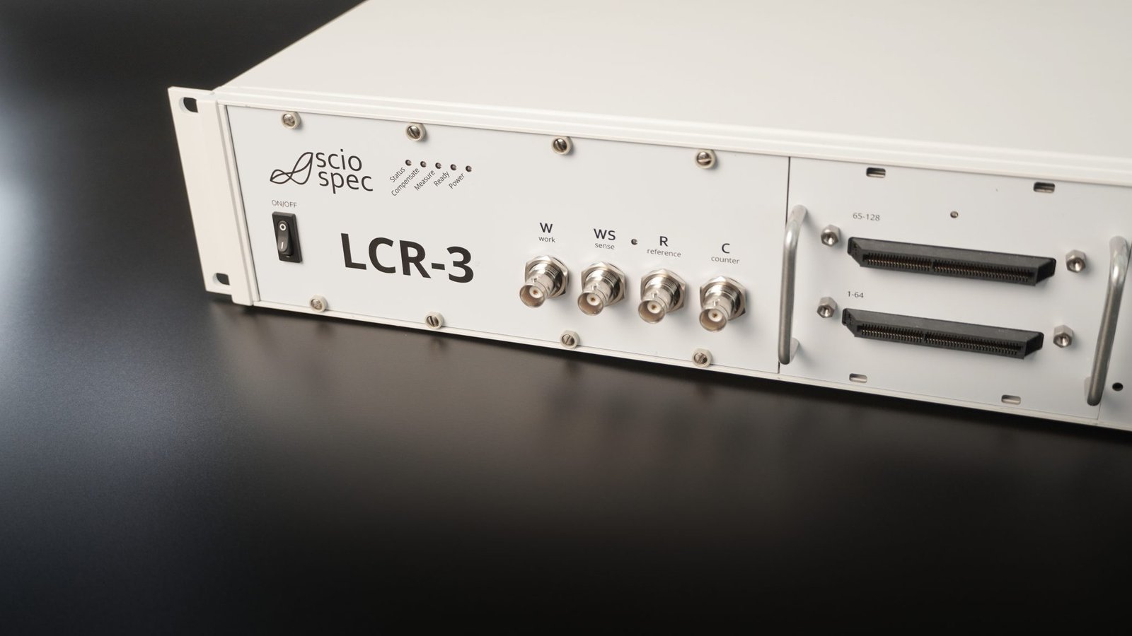 Modular Sciospec LCR-3 impedance analyzer with multi-channel capability and automation-ready design.