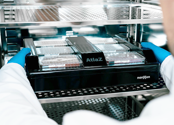 Nanion AtlaZ high-throughput impedance system powered by Sciospec, showing scalable architecture designed for incubator-resident operation.